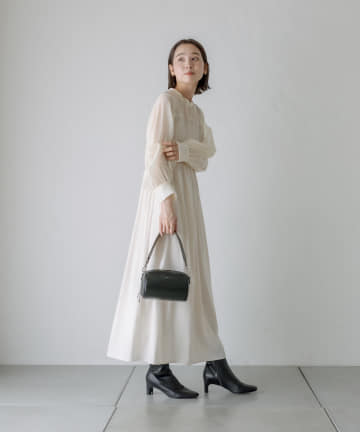 [mline]シャーリングシアーワンピース