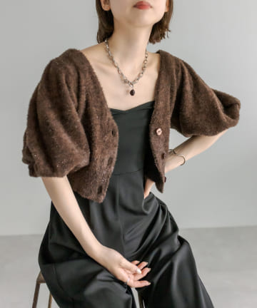 ラメパフカーディガン