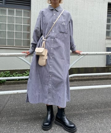 タイプライタ‐ストライプシャツワンピース