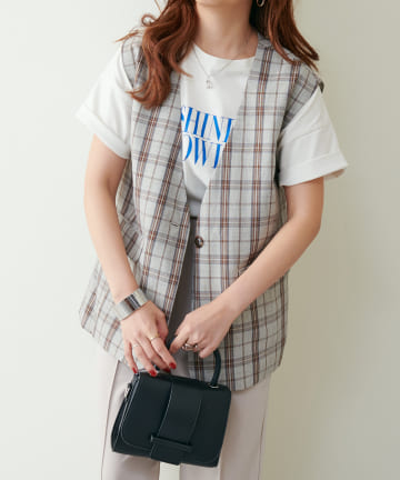 natural couture(ナチュラルクチュール) WEB限定/ セットアップ着用可/リボンベルト付きベスト