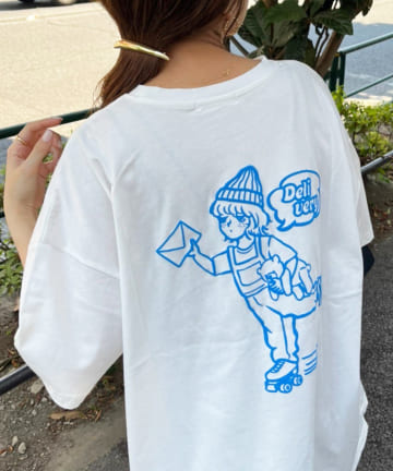 NICE CLAUP / OLIVE des OLIVE OUTLET(ナイスクラップ  / オリーブ デ オリーブ アウトレット) 【人気の女の子プリント】デリバリーガールプリントBIGTシャツ