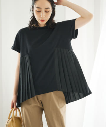 PUAL CE CIN(ピュアルセシン) 【Du noir】バックスタイルに自信が持てるプリーツTeeシャツ