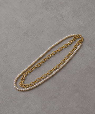 【GISEL B/ジゼルベー】 パールコンビチェーンネックレス