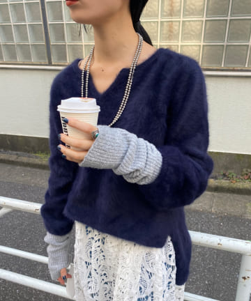 SHENERY(シーナリー) ファーカシミヤキーネックプルオーバー