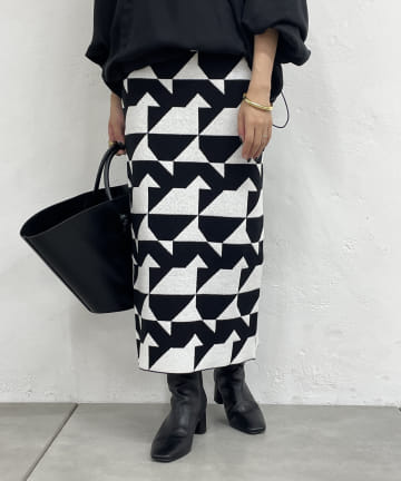 幾何ニットスカート