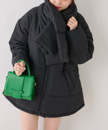 NICE CLAUP / OLIVE des OLIVE OUTLET(ナイスクラップ  / オリーブ デ オリーブ アウトレット) マフラー付ノーカラー中綿アウター
