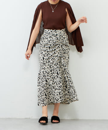 natural couture(ナチュラルクチュール) 【低身長向け】プチナチュドロスト裾フレアスカート