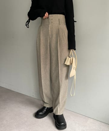 ウールライクヘリンボンECOハイウエストパンツ