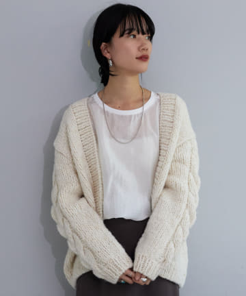 ハンドケーブルニットカーディガン