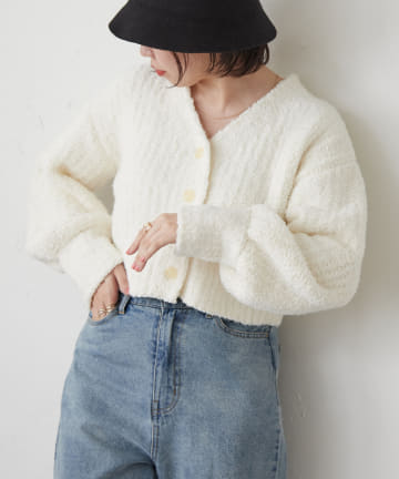 NICE CLAUP / OLIVE des OLIVE OUTLET(ナイスクラップ  / オリーブ デ オリーブ アウトレット) モールヤーンVネックカーディガン