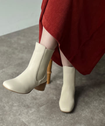 Chez toi(シェトワ) ウッドヒールサイドゴアブーツ