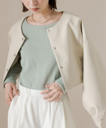 [mline]フェイクレザーショートジャケット
