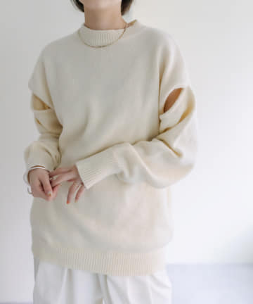 [mline]ショルダースリットニット
