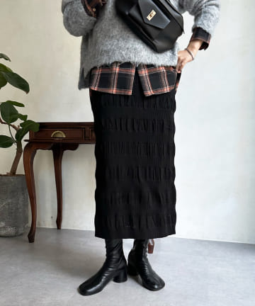 DOUDOU(ドゥドゥ) 【WEB限定】メッシュ編みニットスカート