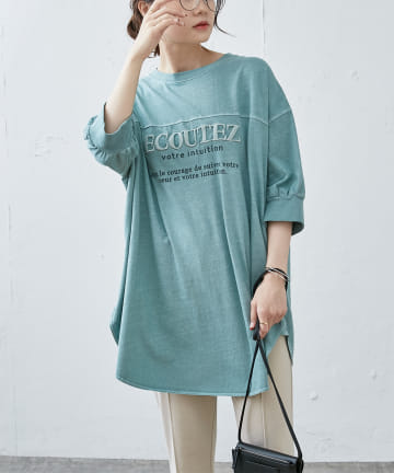 pual ce cin(ピュアルセシン) 【2022AW】シリコン刺繍ピグメントTシャツ