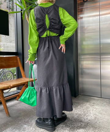 クロップドベスト付ぽこぽこボリュームスカート/ワンピース