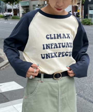 ラグランプリントロンTEE
