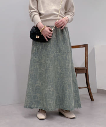 【楽に履けて女性らしい】ツイードアシメ切替スカート