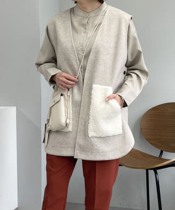 【コーデのポイント使いに】カットメルトンボアベスト