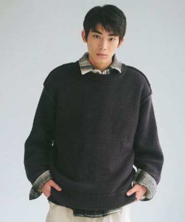 *【WHIMSIC】DOUBLE FACE KNIT PULL OVER