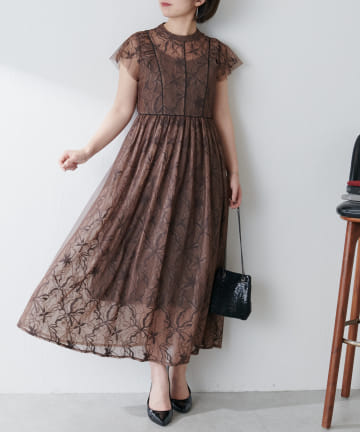 Jena　espace merveilleux(ジェナ　エスパスメルヴェイユ) 【オケージョン】フラワーシアーレースオケワンピース