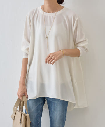 BEARDSLEY(ビアズリー) 《ビアズリー・洗える・お仕事服》後ろドレープ Tブラウス
