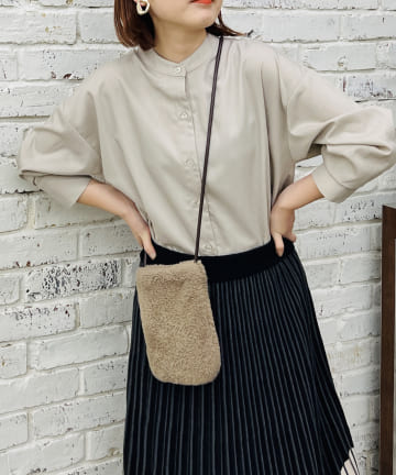 【レイヤードコーデにぴったり 】バンドカラーシャツチュニック