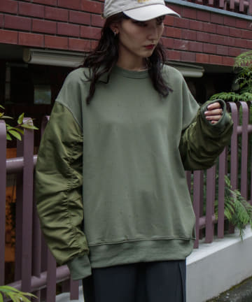 FREDY & GLOSTER(フレディ アンド グロスター) 【GLOSTER】MA-1クルーネックスウェット 袖切り替え