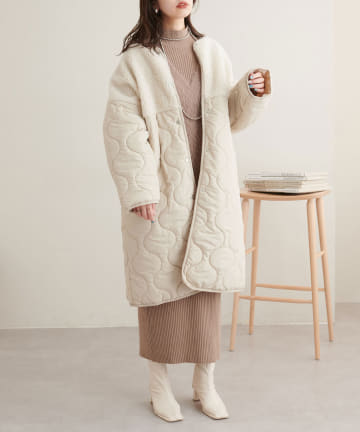 natural couture(ナチュラルクチュール) ボア切替中綿コート