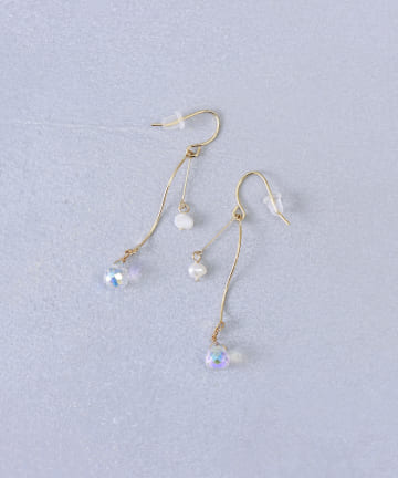 ガラスパールS字ピアス