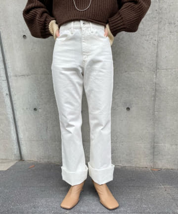 ロールアップワイドデニムパンツ