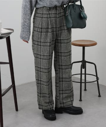 起毛グレンチェック2タックパンツ