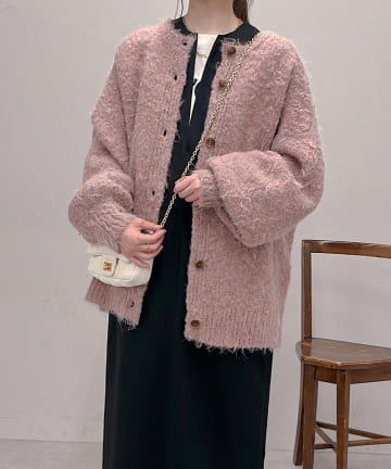 【暖かみを感じる】前後2WAYブラッシングロングカーデ