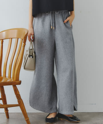 Chez toi(シェトワ) ヘリンボーンスリット切替ワイドパンツ