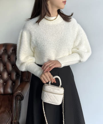 prose verse(プロズヴェール) ロングカフス袖ボリュームシャギーニット