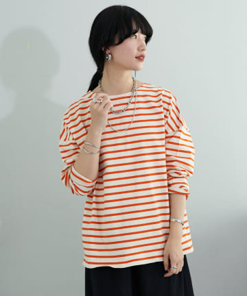 サイドスリットボーダーカットソー