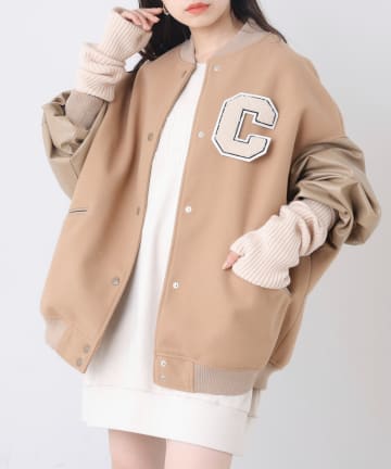 OUTLET(アウトレット) 【Chico】ワッペン付きルーズスタジャン