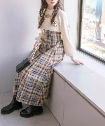 OLIVE des OLIVE(オリーブ デ オリーブ) デコルテ開きドッキングワンピース