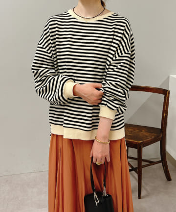 袖ボリュームボーダープルオーバー