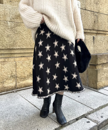 prose verse(プロズヴェール) 【ウエストゴム仕様】星柄ニットスカート