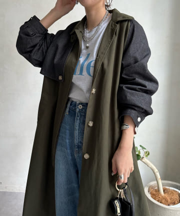 【WEB限定】デニム切替ステンカラーコート