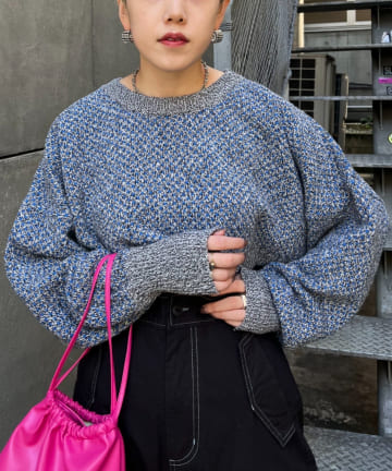 【ヒルナンデス 森富美アナ着用】ミックスカラーショートニット