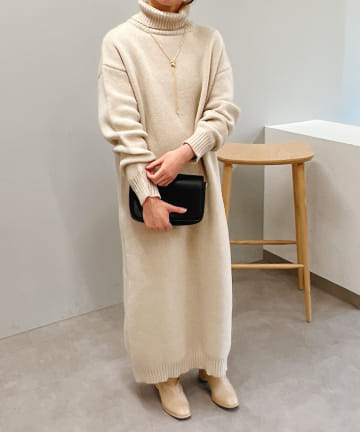 ゴマJQタートルロングニットワンピース