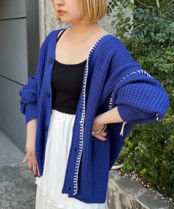 CIAOPANIC(チャオパニック) ハンドステッチワッフルニットカーディガン