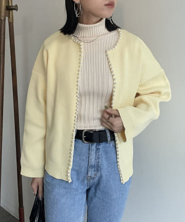 スポンジニットパールカーディガン