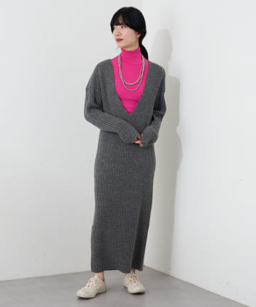 2WAYリブニットワンピース