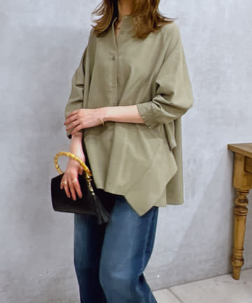 《予約》麻調バックフリルブラウス