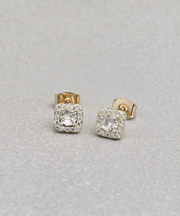 ビジューミニスクエアピアス