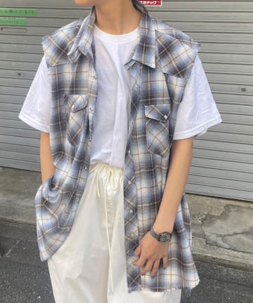 Kastane(カスタネ) 【WHIMSIC】SLEEVELESS CHECK WESTERN SHIRT