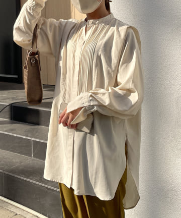 Thevon.(ゼヴォン) ピンタックブザムチュニックシャツ